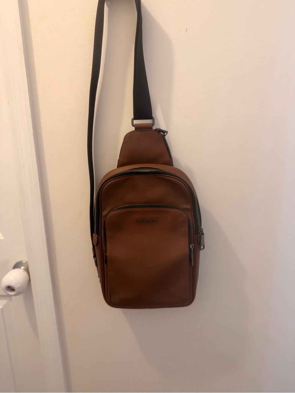 Coach Leather Crossbody Sling Bag - Brown